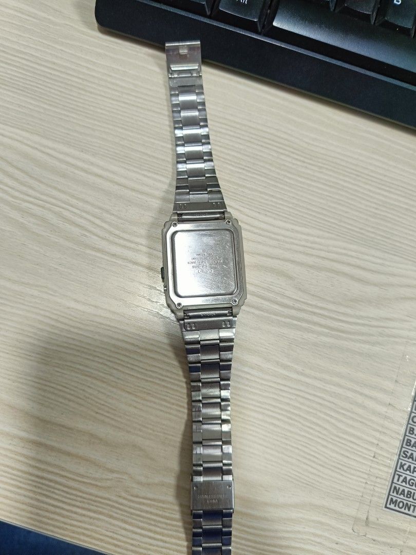 Casio CA-506 Calculator Vintage Digital Watch (Category: Men's Watches) located in Panabo. Submitted by markgementiza18 (Listing ID 1469310928, Image 2). Description: 1,300 free shipping - Model: Casio CA-506 Calculator Watch - Material: Silver-tone stainless steel case and strap with standard clasp - Features: Working digital display, built-in calculator keypad, alarm, and chronograph functions - Condition: Good working condition with authentic 
