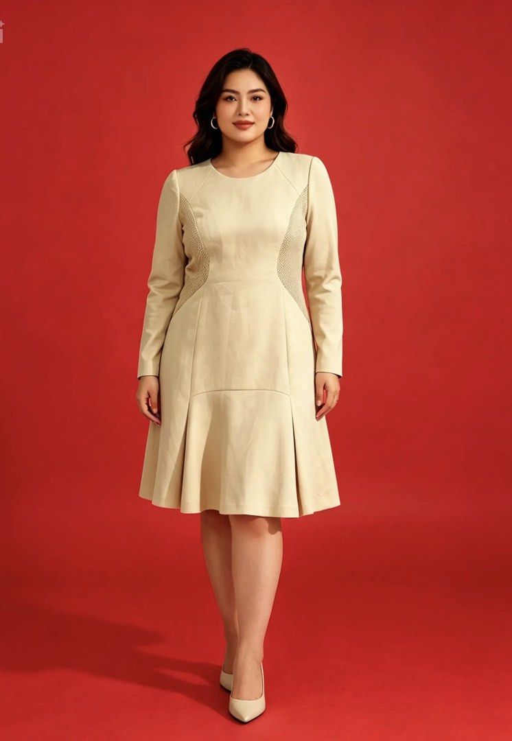 CC COLLECT (Category: Dresses) located in Davao. Submitted by sart0ria85 (Listing ID 1469300604, Image 2). Description: Beige long sleeve dress from CC Collect. Round neckline, fitted silhouette, and flared skirt hem. 100% POLYESTER MADE IN KOREA 🇰🇷 MEDIUM. Size 6 EXCELLENT CONDITION (91/100).