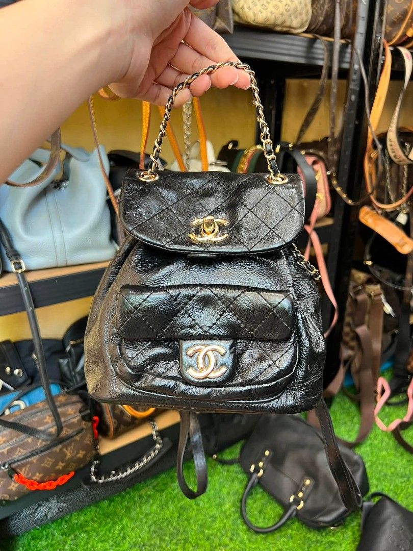 Chanel Glazed Aged Calfskin Quilted Small Duma Drawstring Backpack Black (Category: Backpacks) located in Sorsogon. Submitted by ukay_finds9.9 (Listing ID 1469334007, Image 1). Description: accepting counter offer.