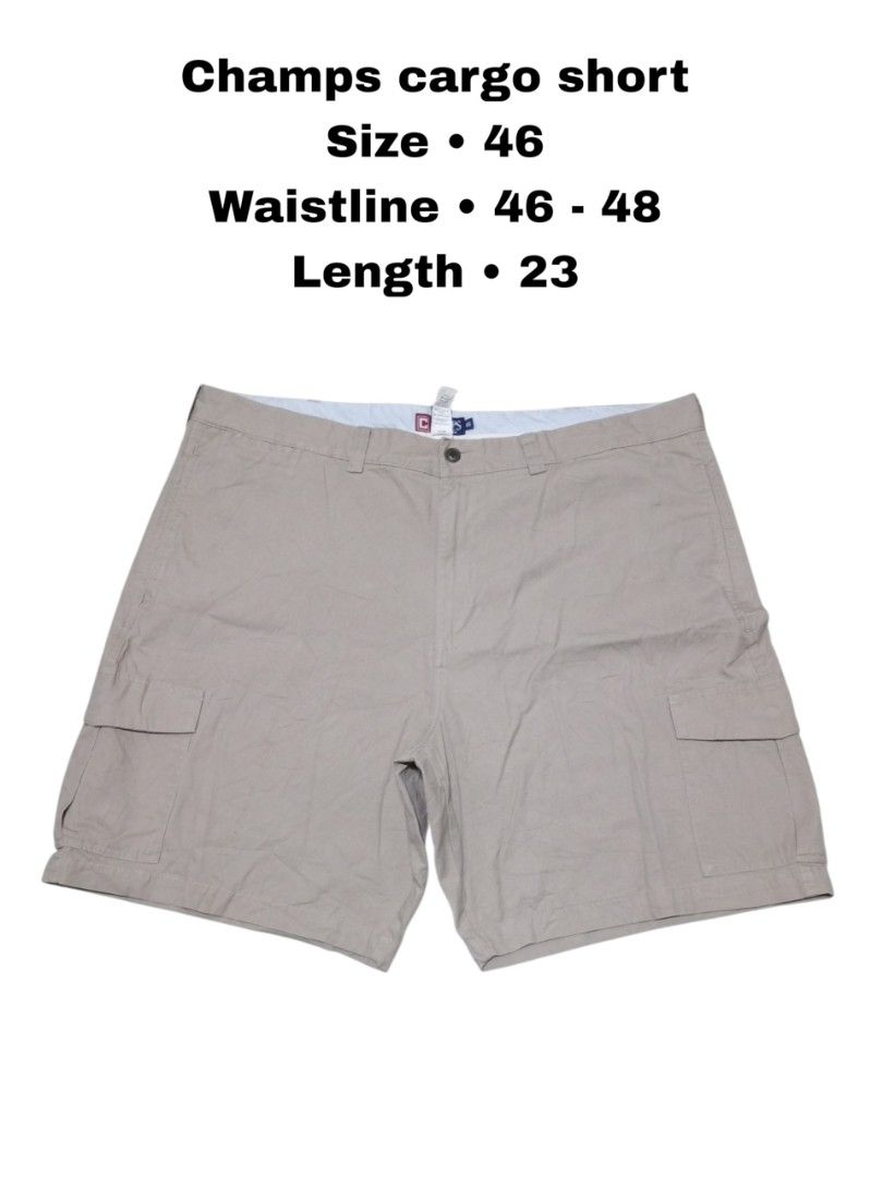 Chaps Cargo Shorts Size 46 (Category: Shorts) located in Magdalena. Submitted by magdalenathrift20 (Listing ID 1469168849, Image 1). Description: - Brand: Chaps - Color: Beige - Size: 46 (fits waistline 46" to 48") - Length: 23 inches - Closure: Button closure with belt loops - Pockets: Multiple functional pockets on sides and back - Fit: Standard casual fit, perfect for warm weather.