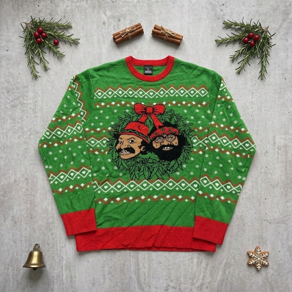 Cheech And Chong Christmas sweater (Category: Coats, Jackets and Outerwear) located in Makati City. Submitted by hdn.rck (Listing ID 1469335092, Image 1). Description: Cheech And Chong Christmas sweater.