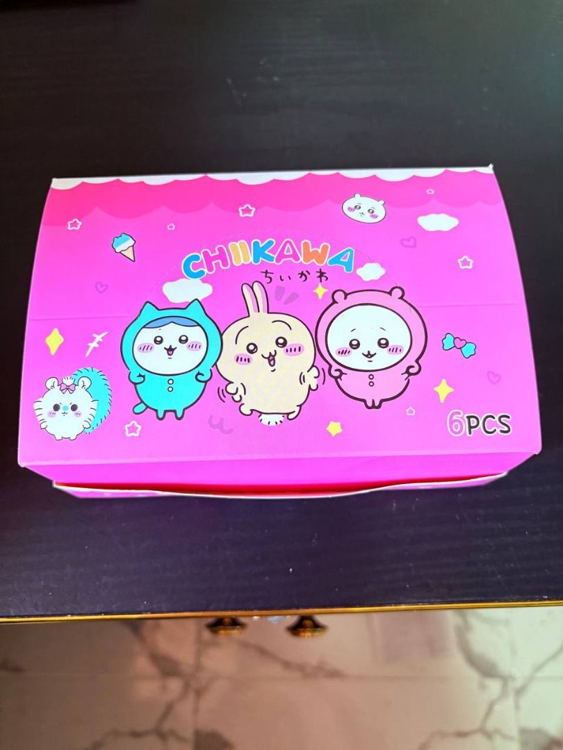 Chiikawa Figure Blind Box Full Set 6PCS (Category: Designer & Blind Box Toys) located in Caloocan City. Submitted by silentdragon_931b8a (Listing ID 1469226508, Image 3). Description: - Full set of 6 Chiikawa mystery figures - Comes with the original pink display box - Includes favorite characters like Chiikawa, Hachiware, and Usagi - Each figure features unique poses and accessories on translucent yellow leaf bases - Individual boxes opened just