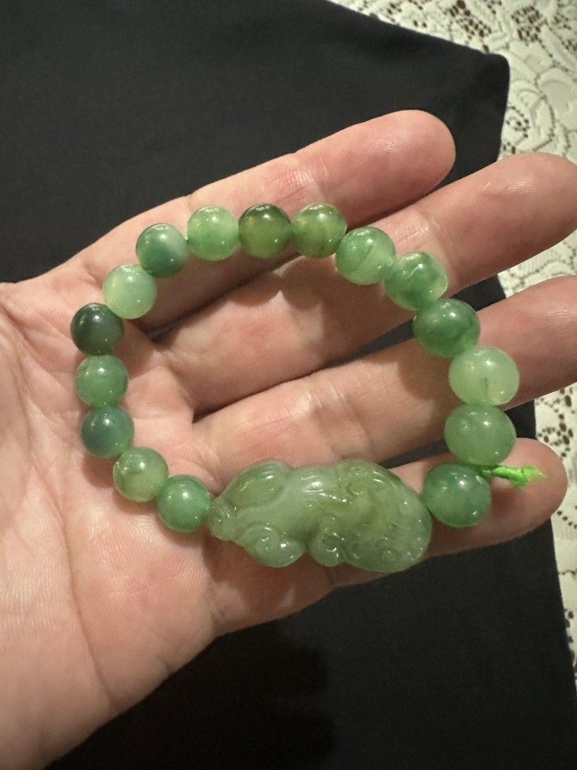 CHINESE PIXIU TALISMAN GREEN JADE (Category: Bracelets) located in Manila. Submitted by noblecrystal2026 (Listing ID 1469284026, Image 3). Description: Green Beaded Carved Pixiu talisman bracelet Jade green gemstone Wear on lefthand draws positive energy Attracts prosperity Good health Delivered with box Ships nationwide.