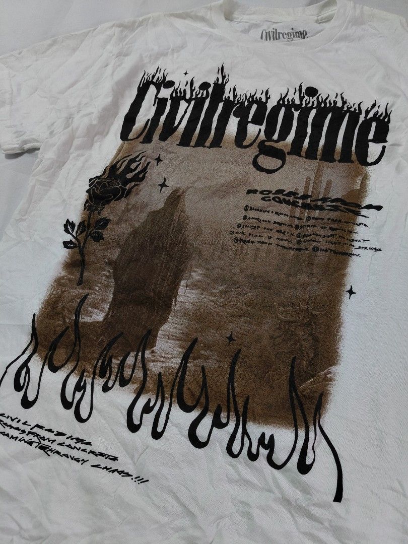 Civil Regime graphic tee (Category: Tshirts & Polo Shirts ) located in Bocaue. Submitted by ukaynipepe (Listing ID 1469324149, Image 2). Description: Civil Regime Large Width 20 Length 28 No flaws Excellent condition.