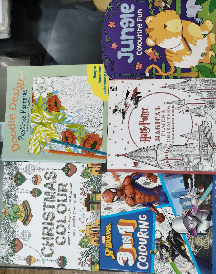 Clean children's coloring books bundle (Category: Children's Books) located in Makati City. Submitted by wowkidsbook (Listing ID 1469314045, Image 2). Description: Perfect as a gift. Unused but it has minor flaws on the cover page. This bundle includes the following: - Spiderman 3-in-1 Colouring - Harry Potter magical places and characters - Jungle Colouring Fun - Christmas Colour - Doodle Design Pastimes Patterns.
