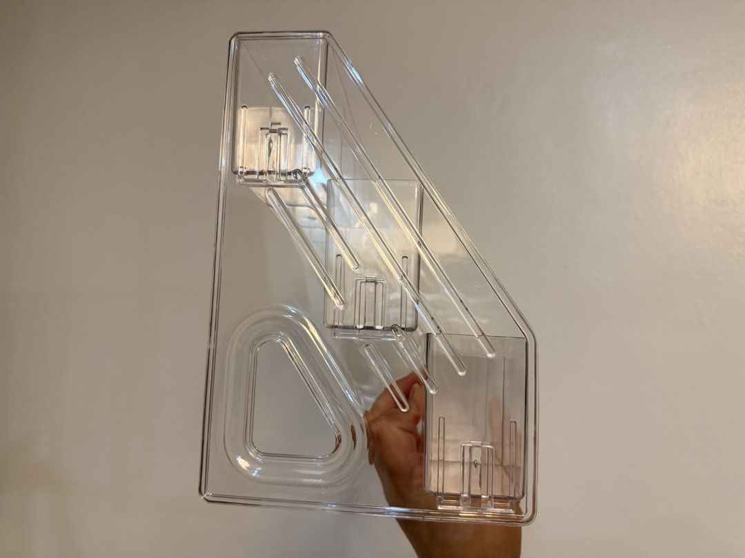 Clear Acrylic 3-Tier Desk Organizer Storage Rack (Category: Storage Boxes & Baskets) located in Caloocan City. Submitted by prettylittleboo (Listing ID 1469242886, Image 2). Description: - 3-tier clear acrylic desktop organizer - Multiple compartments for stationery, makeup, or small accessories - Sturdy transparent plastic for easy viewing - Compact size with angled shelves for quick, convenient access - Keeps desks and vanities neat and clutter