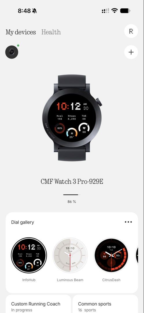 CMF Watch 3 Pro (Black Version) (Category: Wearables & Smart Watches) located in Pasig City. Submitted by jjj_26 (Listing ID 1469165583, Image 2). Description: Details can be found in this links: https://ph.nothing.tech/products/cmf-watch-3-pro?Colour=Light+Green Includes the box, lighting cord and strap (not original anymore), manual. Meet up within Manila Thank you!.