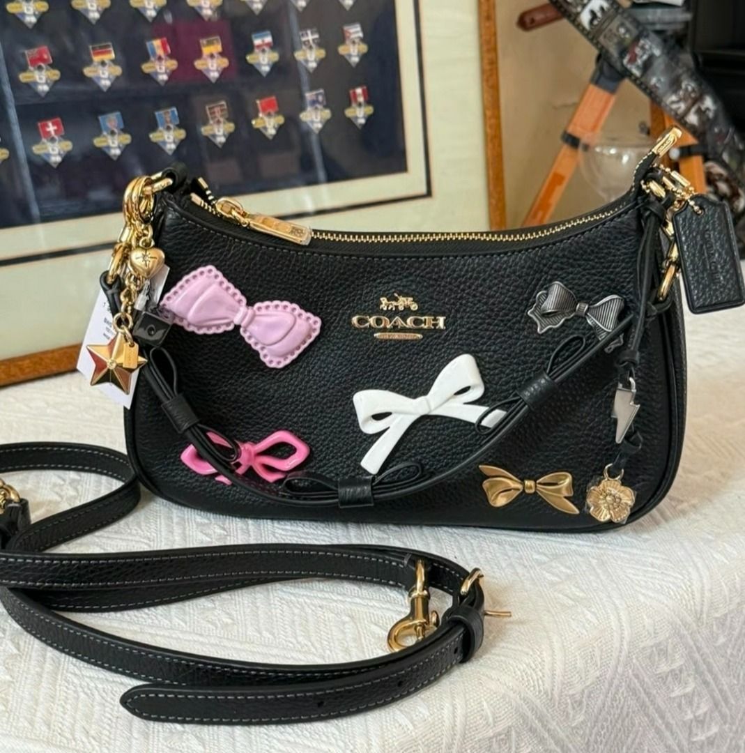 Coach CDY93 Teri Shoulder Bag in Black Refined Pebble Leather with ...