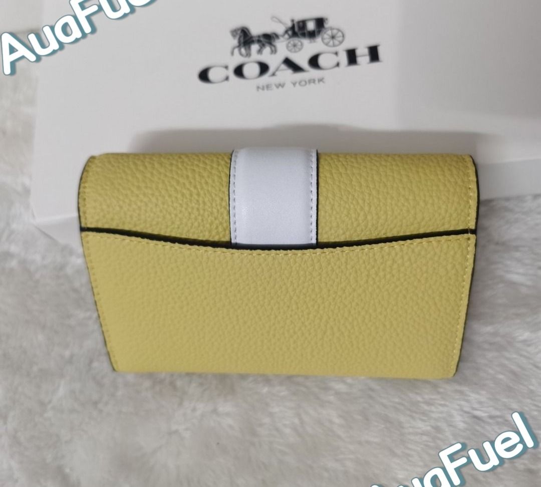 🐱Coach Medium Colour Block Tab Bifold Wallet Pebble Leather 2 Colour ...