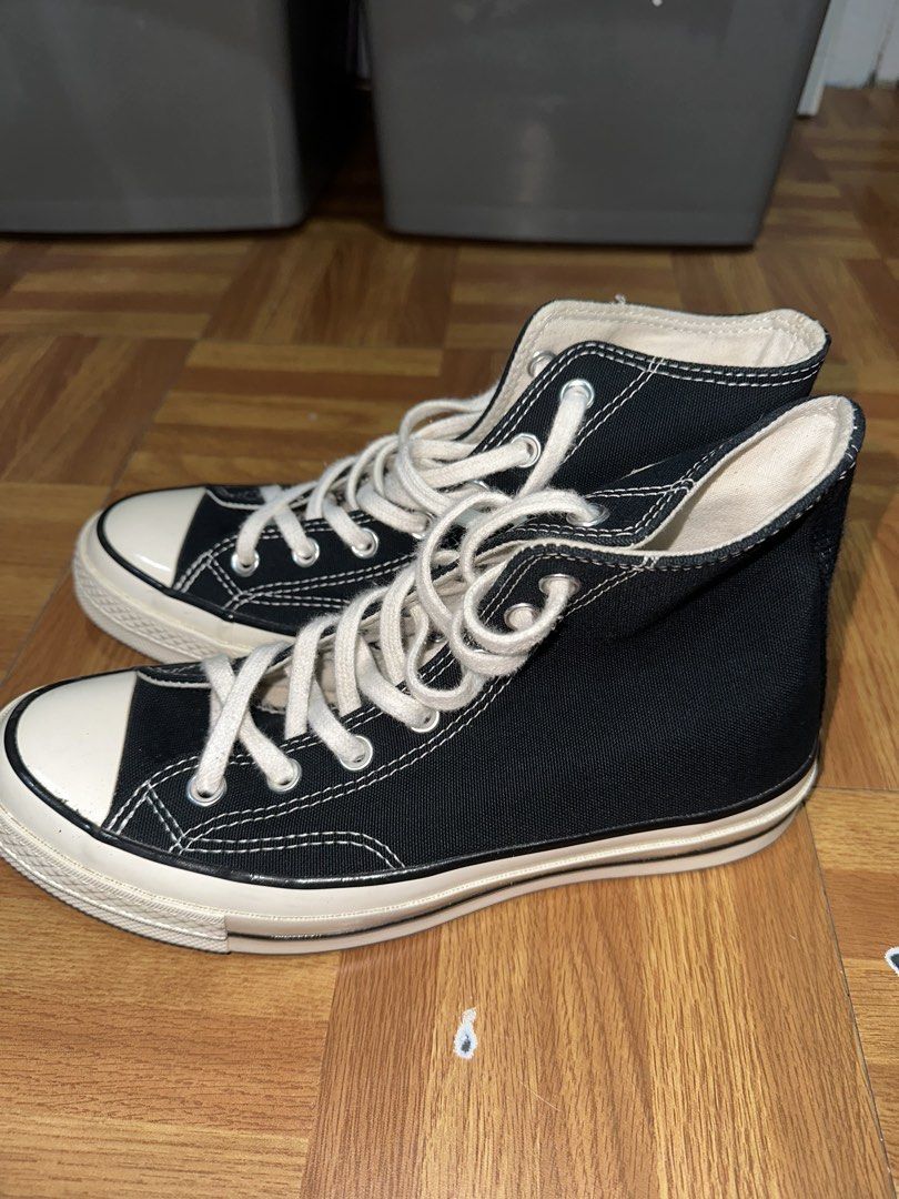 Converse Chuck 70 High Top Black (Category: Sneakers) located in Las Pinas. Submitted by rcparama (Listing ID 1469270083, Image 3). Description: - Authentic Converse Chuck 70 High Tops - Color: Classic Black & Egret White - Size: US Men's 6 / Women's 8 / UK 6 / EUR 39 - Condition: Uppers are very clean, soles show minor wear.