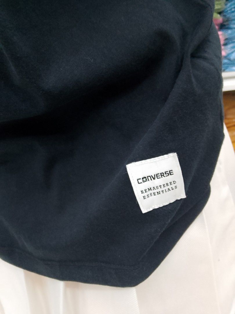 Converse Remastered Essentials Black T-Shirt Size M (Category: Tshirts & Polo Shirts ) located in Midsayap. Submitted by jarethshop (Listing ID 1469324407, Image 2). Description: - Brand: Converse Remastered Essentials - Color: Solid Black - Size: M (China 170/96A / Korea 95) - Material: 100% Cotton, soft and comfortable feel - Fit: Standard fit, short sleeves, crew neck - Details: Small woven label at the hem - Condition: Brand new - Perfect eve