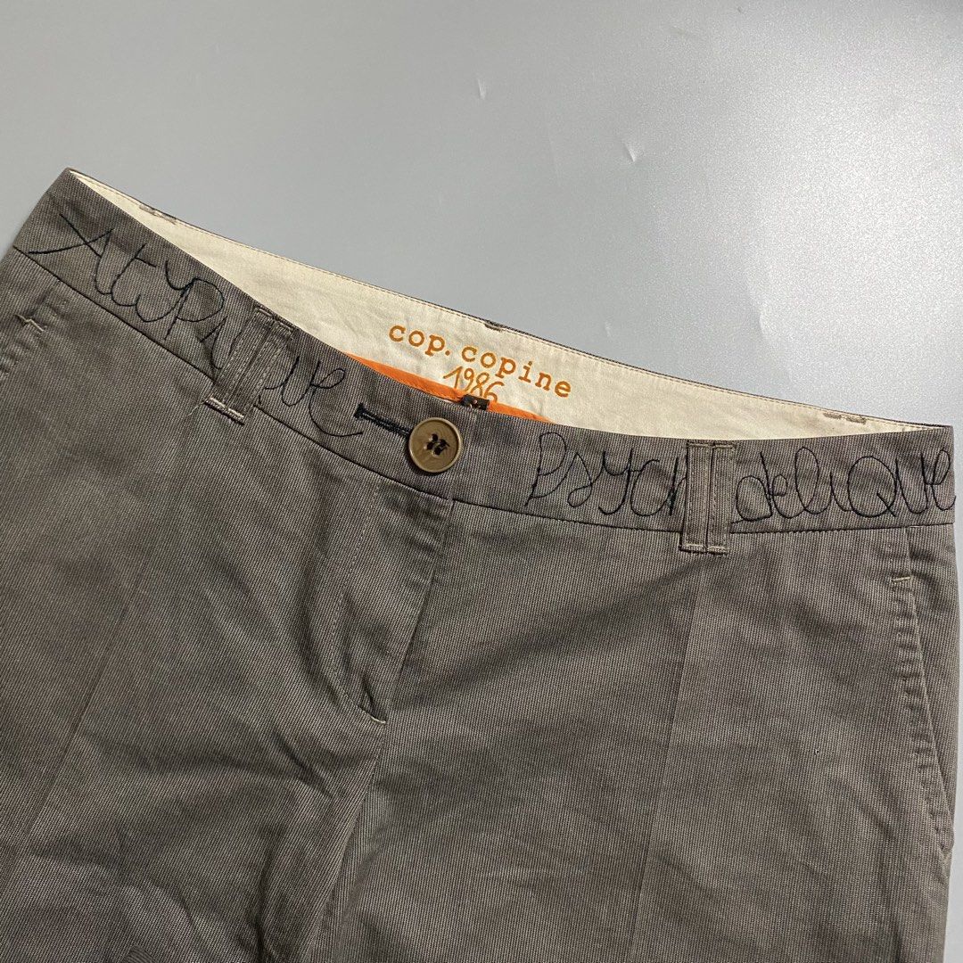 Cop Copine Archive Y2K Trousers (Category: Other Bottoms) located in Manila. Submitted by curatedvg. (Listing ID 1469269328, Image 1). Description: Cop Copine Archive Y2K Trousers Excellent vintage condition No major flaws Material: 71% Cotton, 29% Polyester Waist: 32 inches Length: 39.5 inches Leg opening: 8 inches Accepting offers..