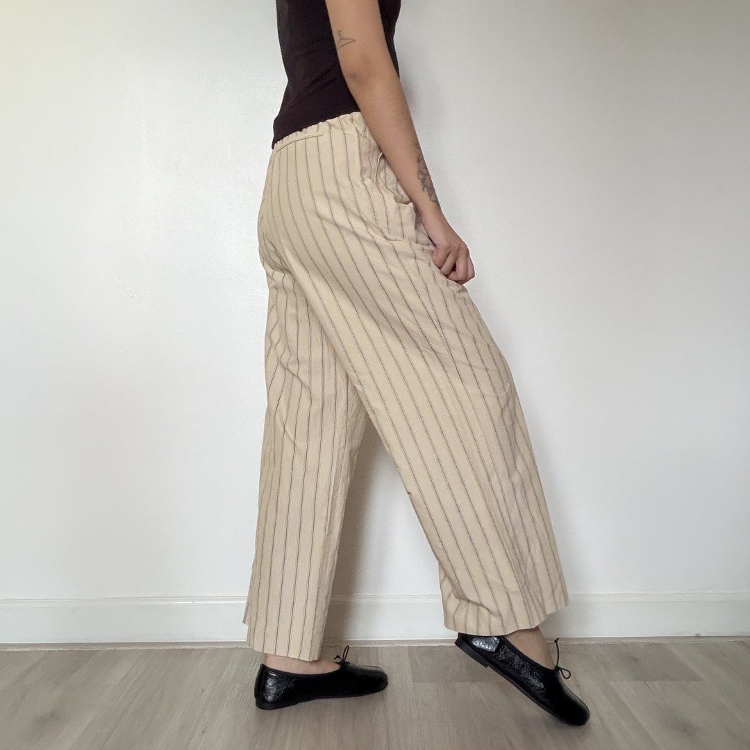 Cream Striped Pants (Category: Other Bottoms) located in Quezon City. Submitted by shop_imdari (Listing ID 1469164962, Image 3). Description: Waist 27” Hips 42” Length 38” .