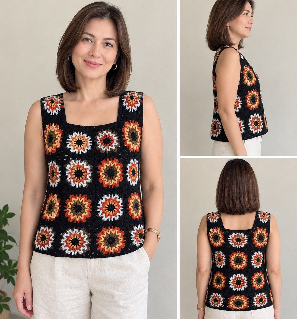 Crochet Cropped Top (Category: Others Tops) located in Muntinlupa City. Submitted by mystyle10 (Listing ID 1469180230, Image 2). Description: Actual item photo #3 This is a cropped top Lenght: 14 inches Width: 15 inches (30-34”bust) Best fit XS-S frame.