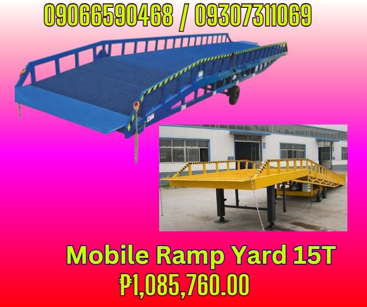 DCQY-15 Movable Dock Leveler Car Ramp Car Bridge for Loading Container (Category: Looking For) located in Caloocan City. Submitted by chrisultim10753 (Listing ID 1469238665, Image 1). Description: Mobile Yard Ramp -₱1,085,760.00 - Model:DCQY-15 - Type: Mobile - Up and down control: manual - Load capacity: 15ton - Height adjustment range: 1000-1700mm -Platform size:11000*2100 - Dimension: 12500*2100*1000mm -Self weight:3500kg Overall size 12500*21