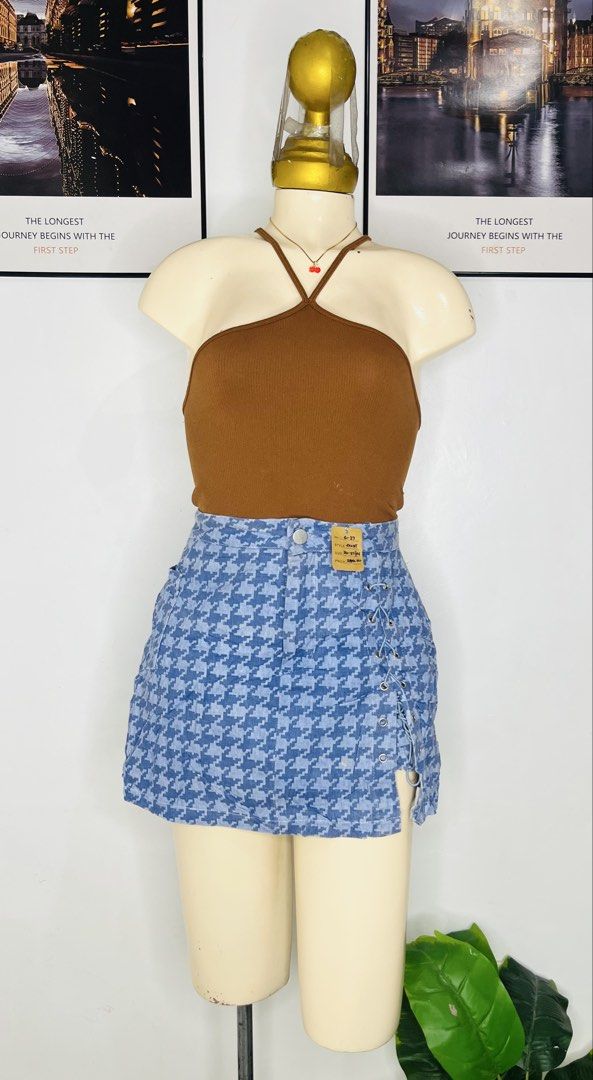 Denim Skort | S 26-27 (Category: Skirts) located in Manila. Submitted by bengirlclothing (Listing ID 1469308726, Image 2). Description: - Size: 26-27 inches - Length: 14 inches - Fit & Comfort: High-waisted style with built-in shorts underneath - Details: Decorative side lacing with grommets and front slit.