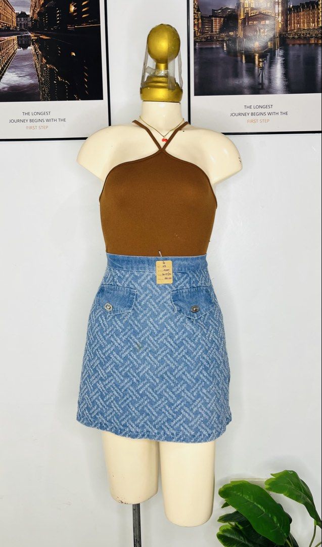 Denim Skort | Size 26-27 (Category: Skirts) located in Manila. Submitted by bengirlclothing (Listing ID 1469300903, Image 2). Description: - Style: Blue textured denim skort with high-waisted fit - Size: 26-27 inches - Length: 16 inches - Best for: Casual day out, errands, or weekend hangouts.