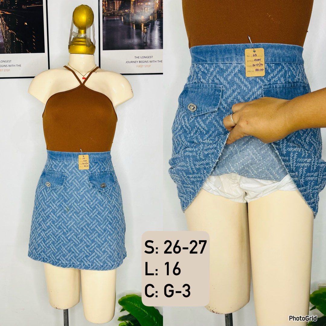 Denim Skort | Size 26-27 (Category: Skirts) located in Manila. Submitted by bengirlclothing (Listing ID 1469300903, Image 1). Description: - Style: Blue textured denim skort with high-waisted fit - Size: 26-27 inches - Length: 16 inches - Best for: Casual day out, errands, or weekend hangouts.