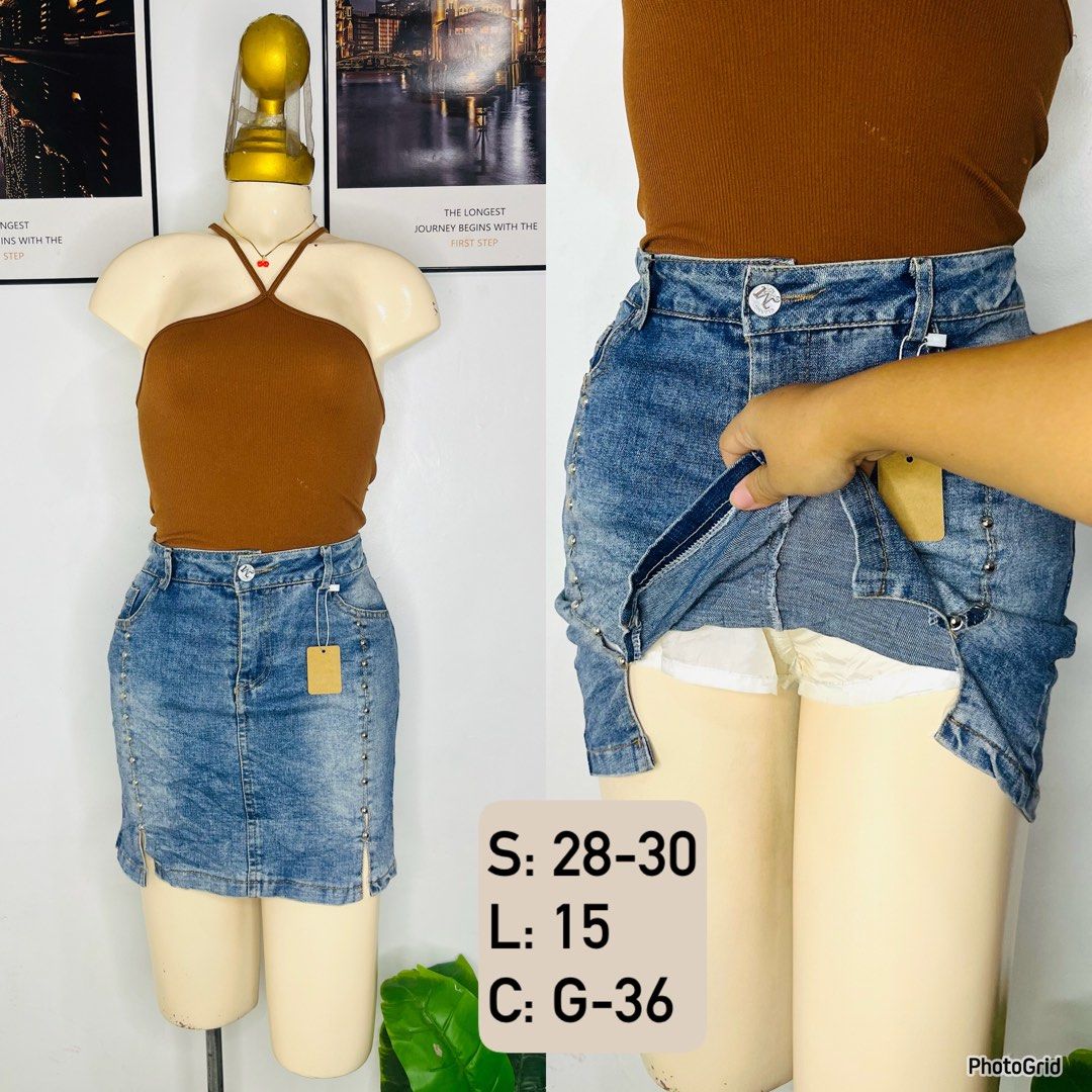Denim Skort | Size 28-30 (Category: Skirts) located in Manila. Submitted by bengirlclothing (Listing ID 1469280071, Image 1). Description: - Size: 28-30 inches -Length: 15 inches -Color: classic blue wash - Mid-rise fit with front button and zipper closure.