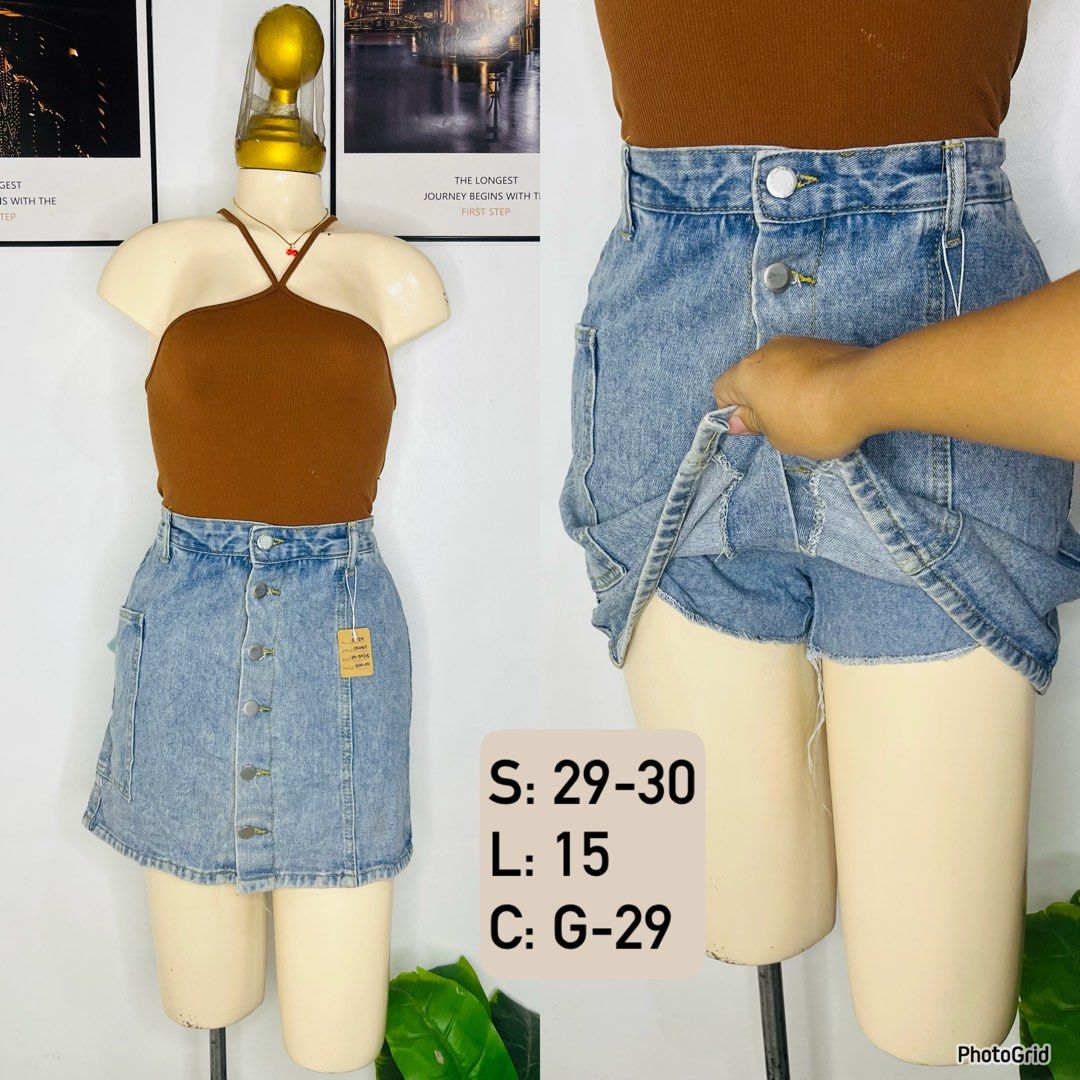 Denim Skort | Size 29-30 (Category: Skirts) located in Manila. Submitted by bengirlclothing (Listing ID 1469306565, Image 1). Description: - Size: 29-30 inches - Length: 15 inches - Wash: Light blue - Fit: High-waisted - Perfect for everyday casual outfits.
