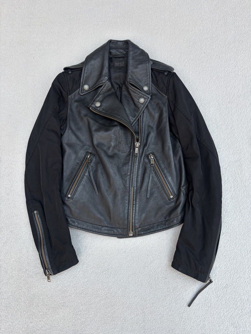 Diesel Leather Nylon Biker Jacket (Category: Coats, Jackets and Outerwear) located in Baguio. Submitted by thecollector2600 (Listing ID 1469391181, Image 3). Description: For womens 17” x 19” .