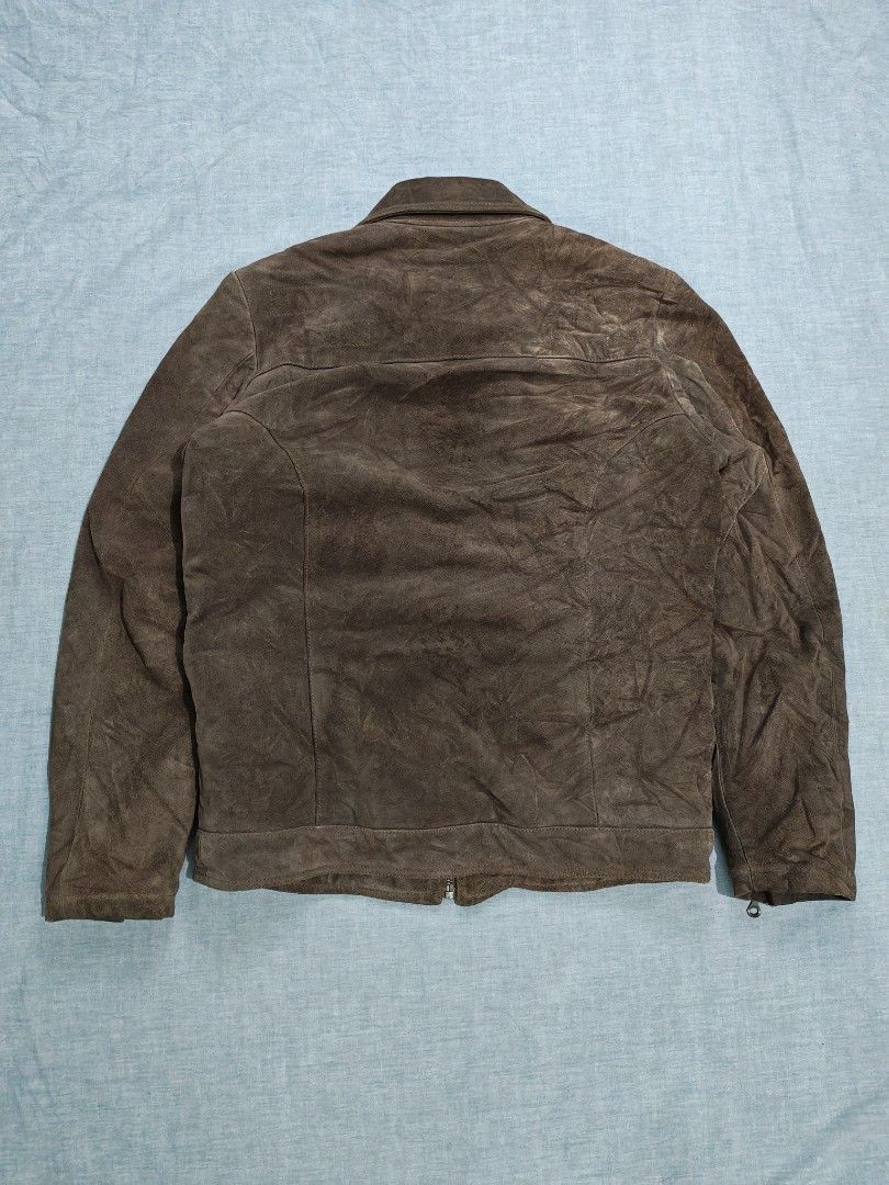 Diesel suede moto jacket (Category: Coats, Jackets and Outerwear) located in Baguio. Submitted by used_clothing2600 (Listing ID 1469275303, Image 2). Description: vintage diesel suede moto jacket size medium verygood condition issue zipper puller pit to pit 22 length 28 shoulders 18 sleeve length 26 P 1,300.