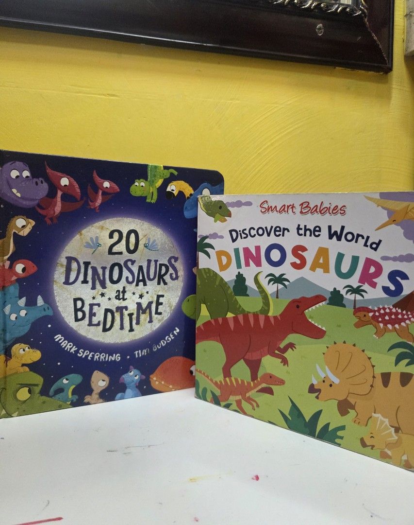 Dinosaur Board Books Bundle (2 Books) 🦕🦖 (Category: Children's Books) located in Manila. Submitted by everydaystories (Listing ID 1469163180, Image 1). Description: Titles: 1. 20 Dinosaurs at Bedtime by Mark Sperring and Tim Budgen 2. Smart Babies: Discover the World Dinosaurs Perfect for little dinosaur lovers! Great for bedtime reading, dinosaur recognition, and building early vocabulary..