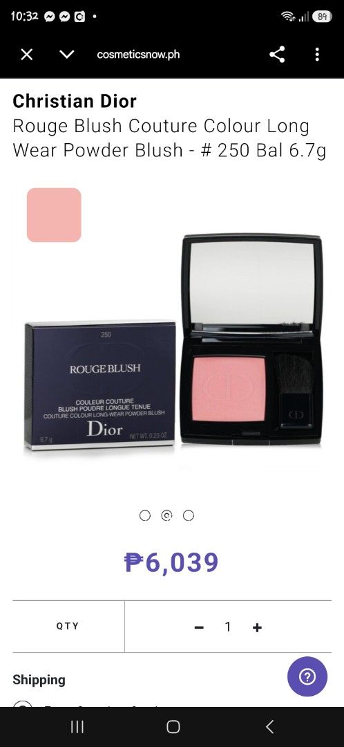 Dior Rouge Blush 251 Diorevolution Powder Blush (Category: Makeup) located in Quezon. Submitted by archivesss_666 (Listing ID 1469314040, Image 3). Description: - Brand: Dior - Product: Rouge Blush - Shade: 251 Diorevolution - Size: 4g - Condition: Brand new, unused with clean powder surface - Inclusions: Original box, black velvet pouch, built-in mirror, and mini brush applicator - Formula: Long-wear powder blush.