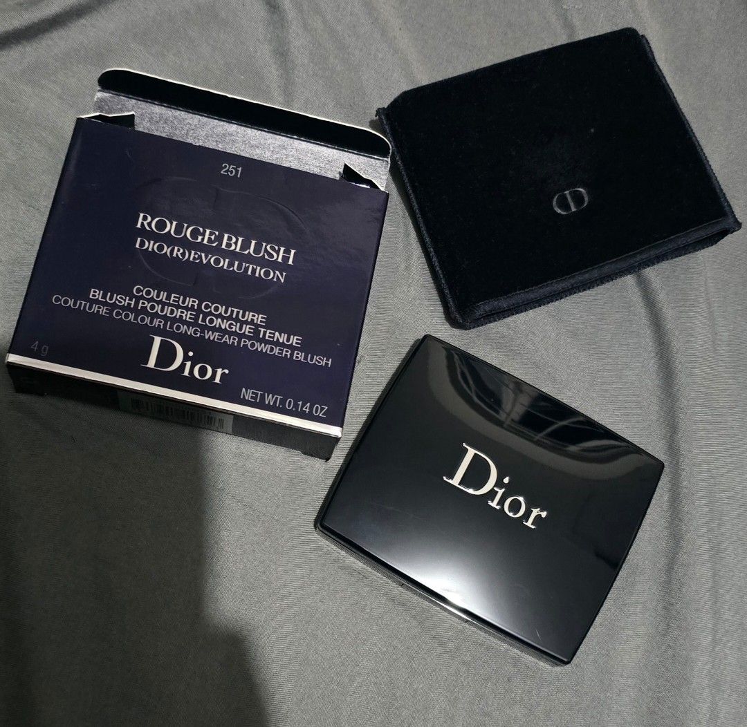 Dior Rouge Blush 251 Diorevolution Powder Blush (Category: Makeup) located in Quezon. Submitted by archivesss_666 (Listing ID 1469314040, Image 1). Description: - Brand: Dior - Product: Rouge Blush - Shade: 251 Diorevolution - Size: 4g - Condition: Brand new, unused with clean powder surface - Inclusions: Original box, black velvet pouch, built-in mirror, and mini brush applicator - Formula: Long-wear powder blush.
