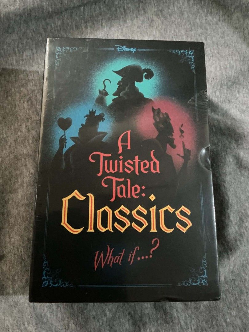Disney A Twisted Tale Classics Box Set (Category: Storybooks) located in Manila. Submitted by kozlou (Listing ID 1469208164, Image 2). Description: Disney A Twisted Tale Classics 3-book box set - Titles included: Go the Distance, Unbirthday, and Straight On Till Morning - Comes in a sturdy slipcase - Brand new and still sealed in plastic film - ₱1700 .