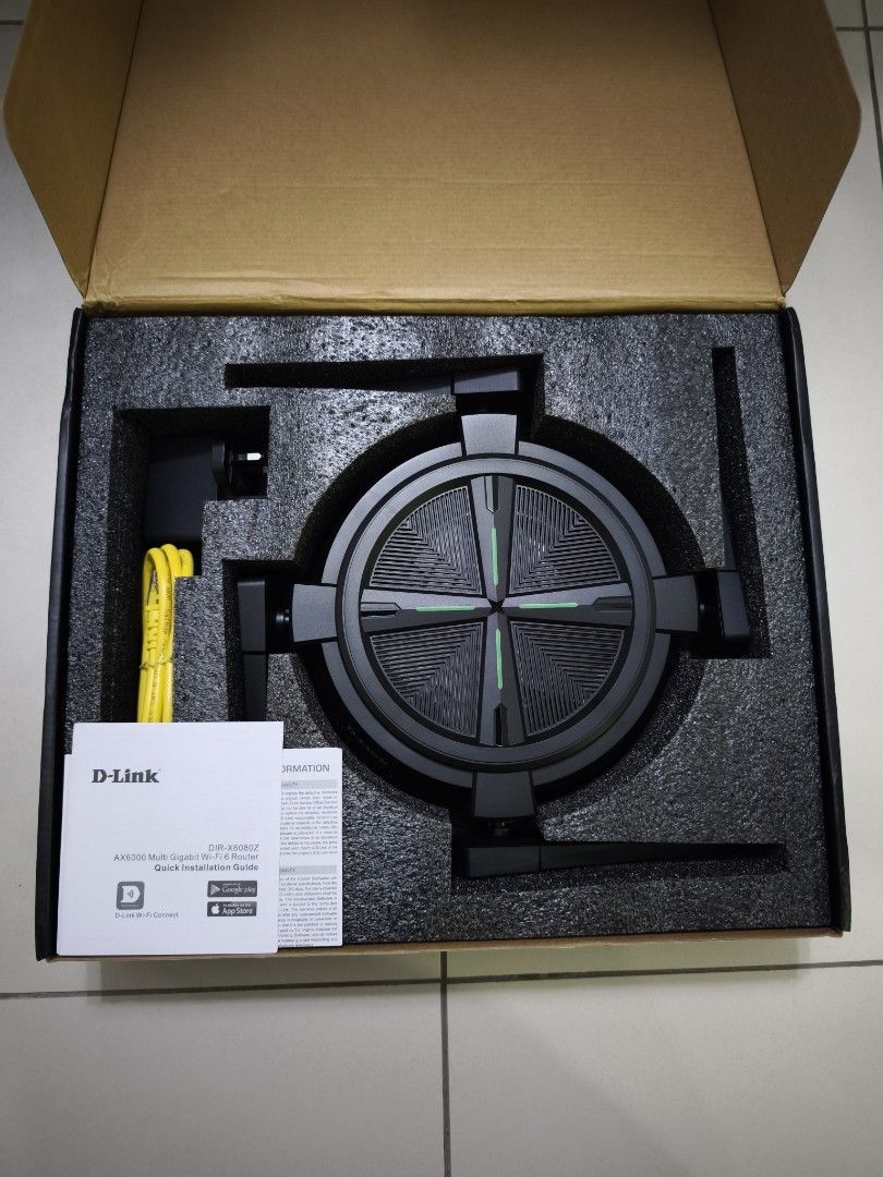 D-Link AX6000 (Category: Networking) located in Klang. Submitted by hongkai_843 (Listing ID 1469290121, Image 2). Description: •Using 3 months •Under Warranty (Receipt Included) COD Klang, Kapar, Shah Alam, PJ, Sunway.