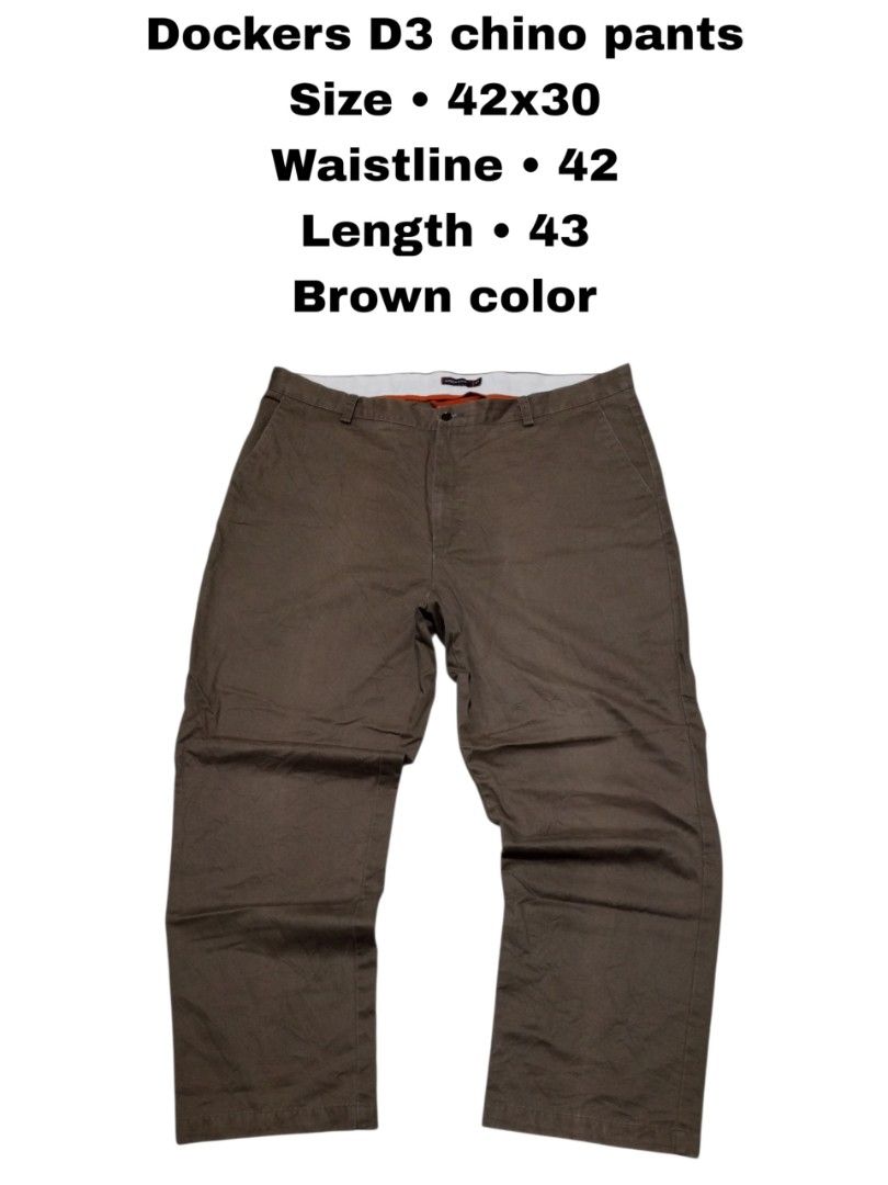 Dockers D3 Chino Pants Brown Size 42x30 (Category: Chinos) located in Magdalena. Submitted by magdalenathrift20 (Listing ID 1469168922, Image 1). Description: - Brand: Dockers - Model: D3 Classic Chino Pants - Color: Brown - Size: 42x30 (Waist: 42", Length: 43") - Material: 100% Cotton - Features: Front button closure, back welt pockets - Origin: Made in Nicaragua - Condition: Excellent / Ready to wear - Ideal for: Casual days, work, or smart-cas