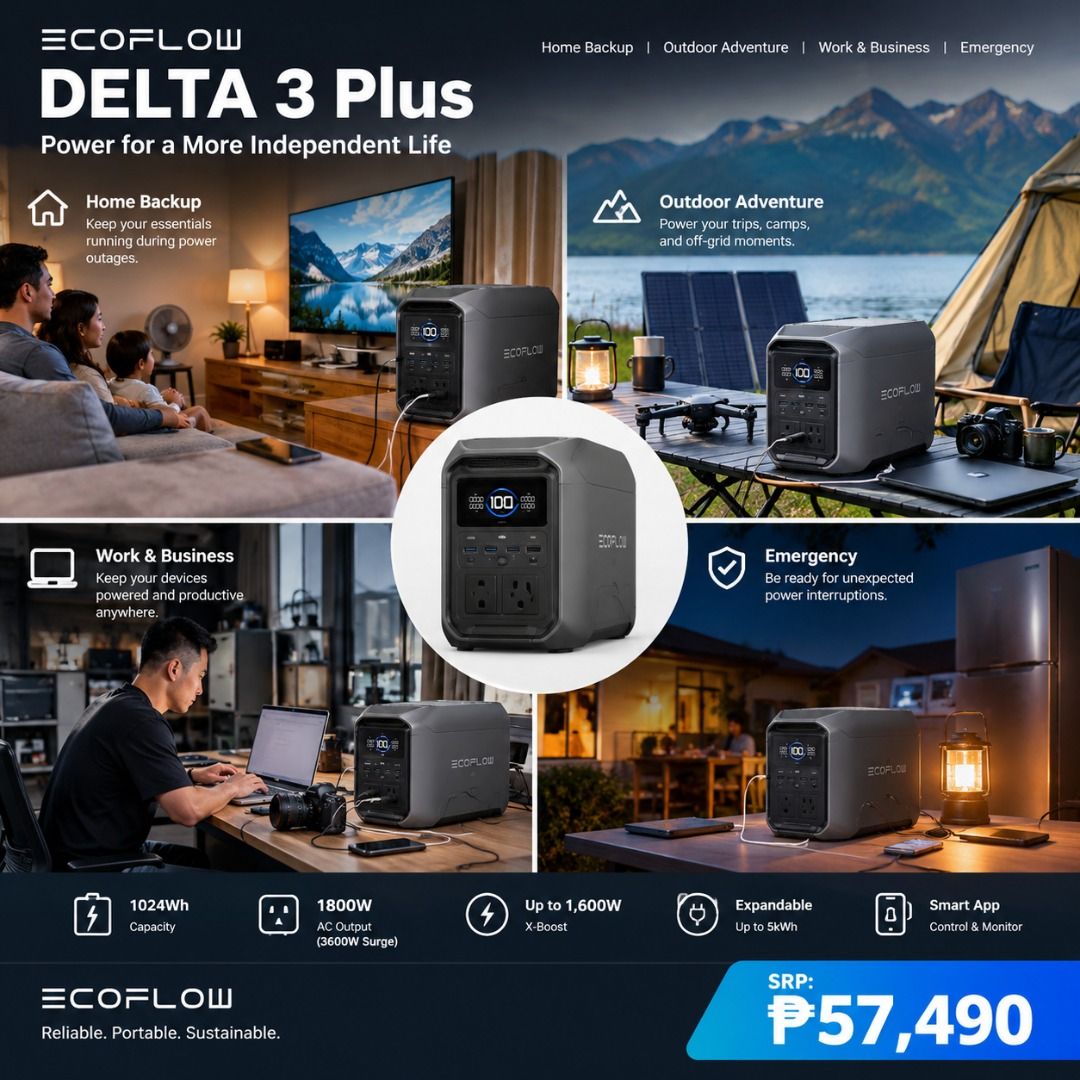 ECOFLOW DELTA 3 PLUS (Category: Electrical, Adaptors & Sockets) located in Caloocan City. Submitted by joseph_elmido (Listing ID 1469247641, Image 1). Description: .