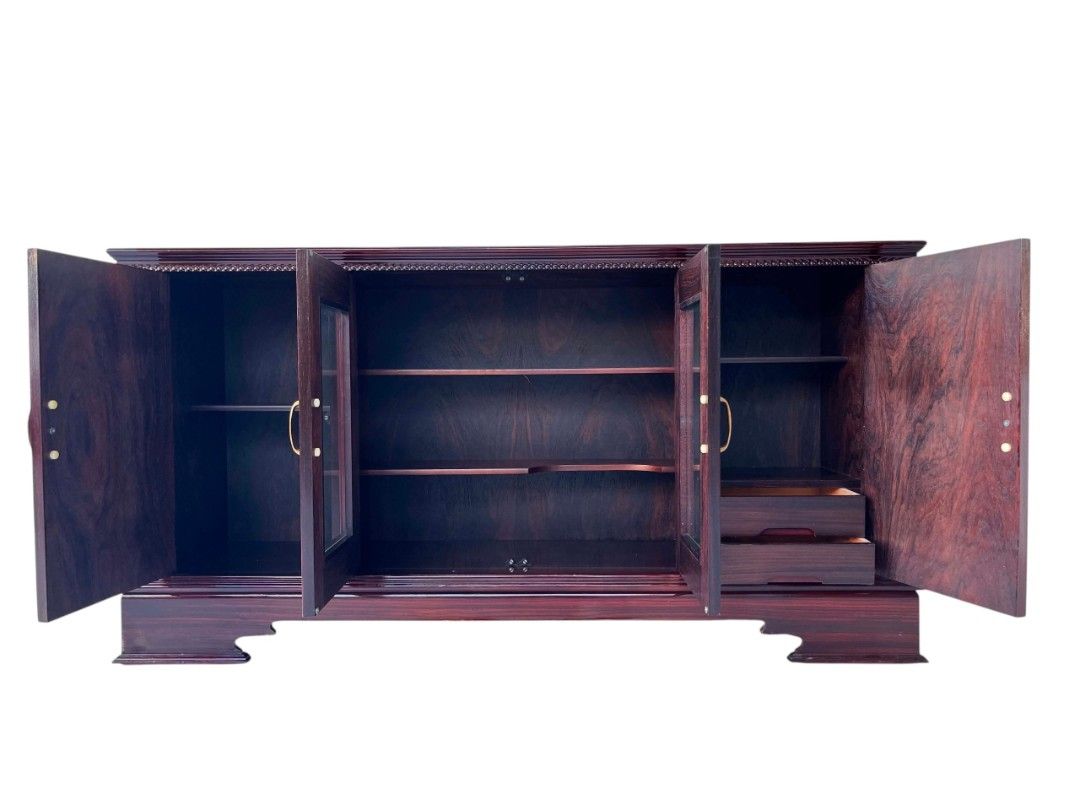 ELEGANT CONSOLE LATERAL DISPLAY CABINET (Category: Shelves, Cabinets & Racks) located in Mexico. Submitted by mgracejapansurplus (Listing ID 1469222588, Image 3). Description: NEW ARRIVAL 🔥 JAPAN SURLPUS ELEGANT CONSOLE LATERAL DISPLAY CABINET ✨ -Glass display + solid side doors, rich wood finish. Dimensions: L73"×W17"×H38". ✅No dp No reservation ✅Payment first Priority ✅LALAMOVE sameday delivery. 📌Shoulder ni buyer ang sf pick up will do. MOP: