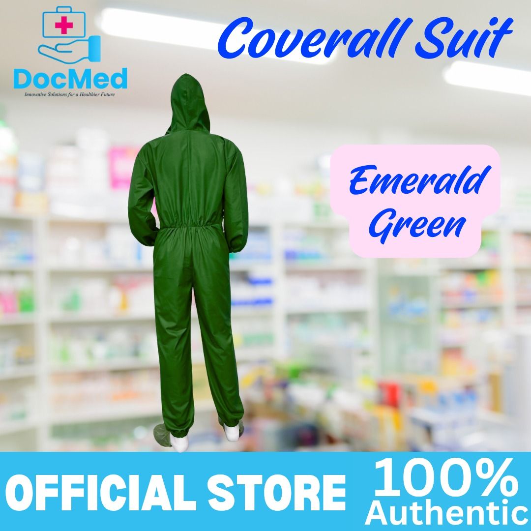 EMERALD GREEN COVERALL HAZMAT SUIT (Category: Medical Supplies & Tools) located in Caloocan City. Submitted by zeezee.stone (Listing ID 1469249540, Image 3). Description: - Brand: DocMed (Official Store, 100% Authentic) - Product: Emerald Green Coverall Hazmat Suit - Design: Full-body protection with built-in hood for maximum coverage - Color: Vibrant emerald green - Condition: Brand new and high quality - Ideal Use: Medical settings, laboratory 