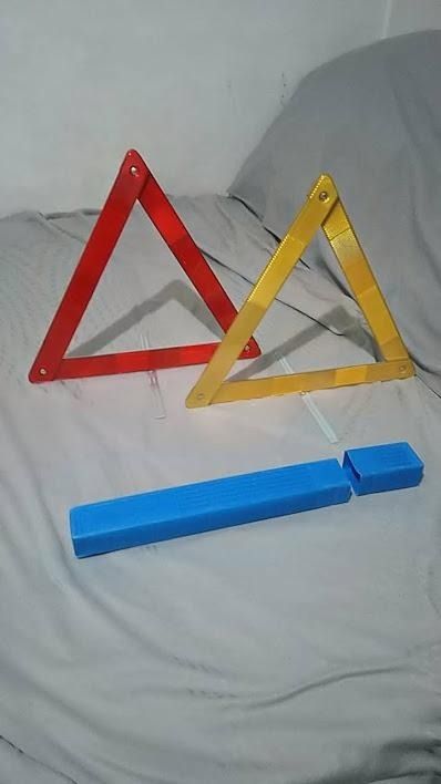 Emergency Warning Triangles with Blue Case (Category: Construction Tools & Equipment) located in Quezon City. Submitted by susmaryosep1 (Listing ID 1469289647, Image 1). Description: - Includes 1 red and 1 yellow foldable emergency warning triangle - Comes with a durable blue plastic storage case - Handy highway distance instructions molded directly onto the case - Compact design, easy to store neatly in your car trunk - Essential safety accessor