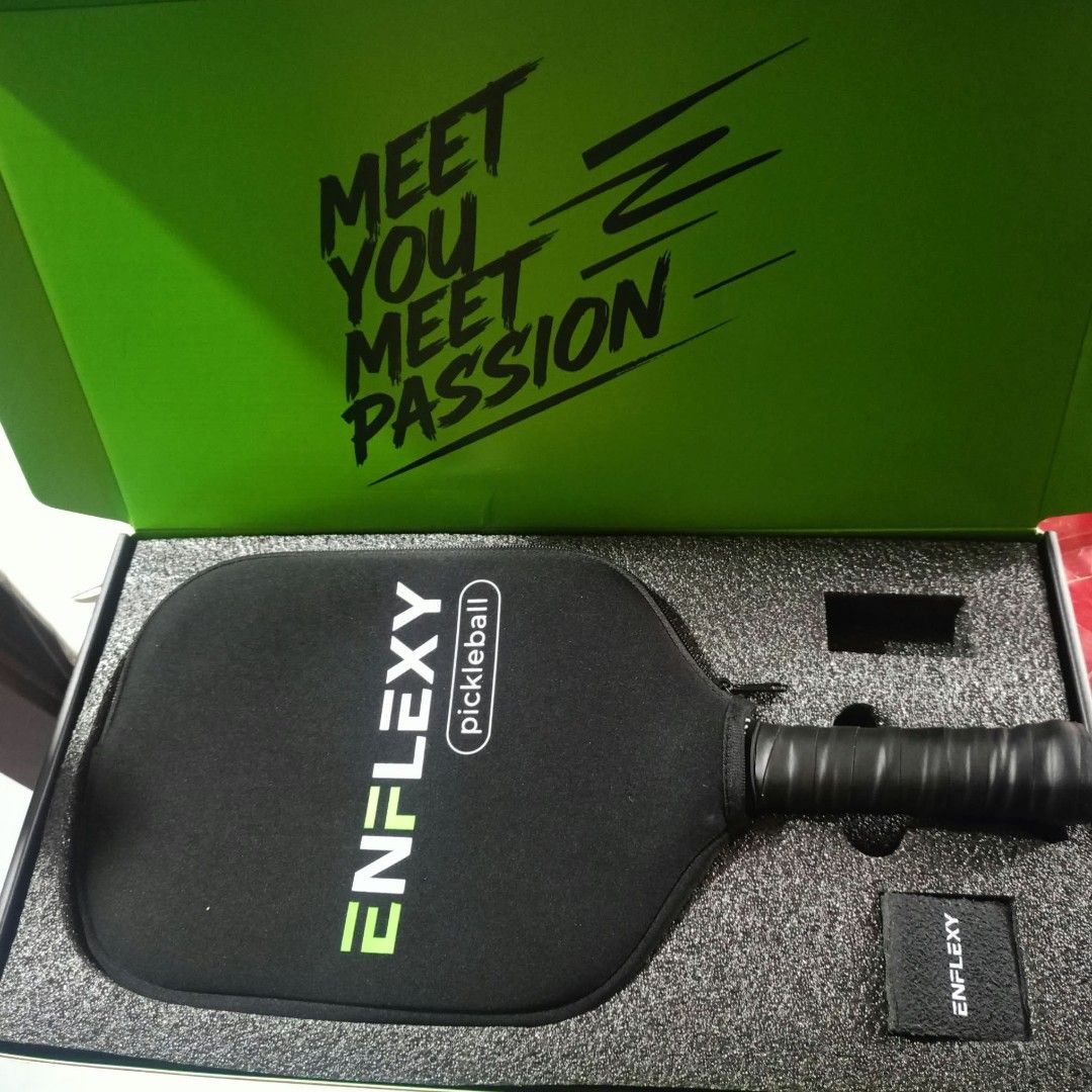 Enflexy Noir Prime X1 16mm Pickleball Paddle (Category: Racket and Ball Sports) located in Davao. Submitted by katy.tx (Listing ID 1469373313, Image 1). Description: - Model: Enflexy Noir Prime X1 Pickleball Paddle - Colorway: Red and black edge guard - Thickness: 16mm for optimal control and power - Surface: T700 carbon fiber for superior spin - Core: Foam core construction - Certification: USA Pickleball (USAPA) approved - Inclusions: Original 