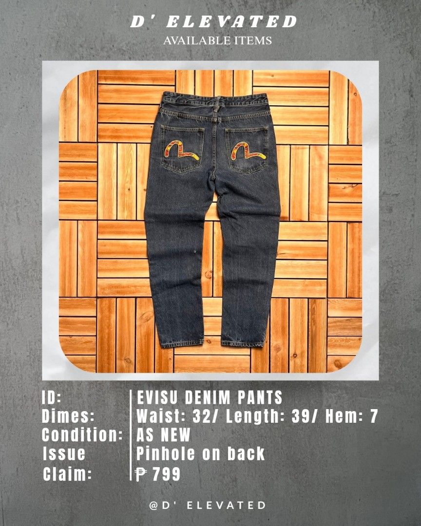 EVISU DENIM PANTS (Category: Jeans) located in Floridablanca. Submitted by d_elevated (Listing ID 1469245328, Image 1). Description: .