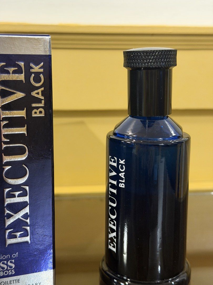 Executive Black Eau De Toilette 100ml (Category: Fragrance & Deodorants) located in Manila. Submitted by _____car0usell (Listing ID 1469281973, Image 2). Description: - Executive Black 100ml Eau de Toilette (Inspired by Hugo Boss) - lightly used, properly stored in box - comes complete with the original silver box - perfect for daily wear or gifts - see red line (last pic) to check the perfume level inside.