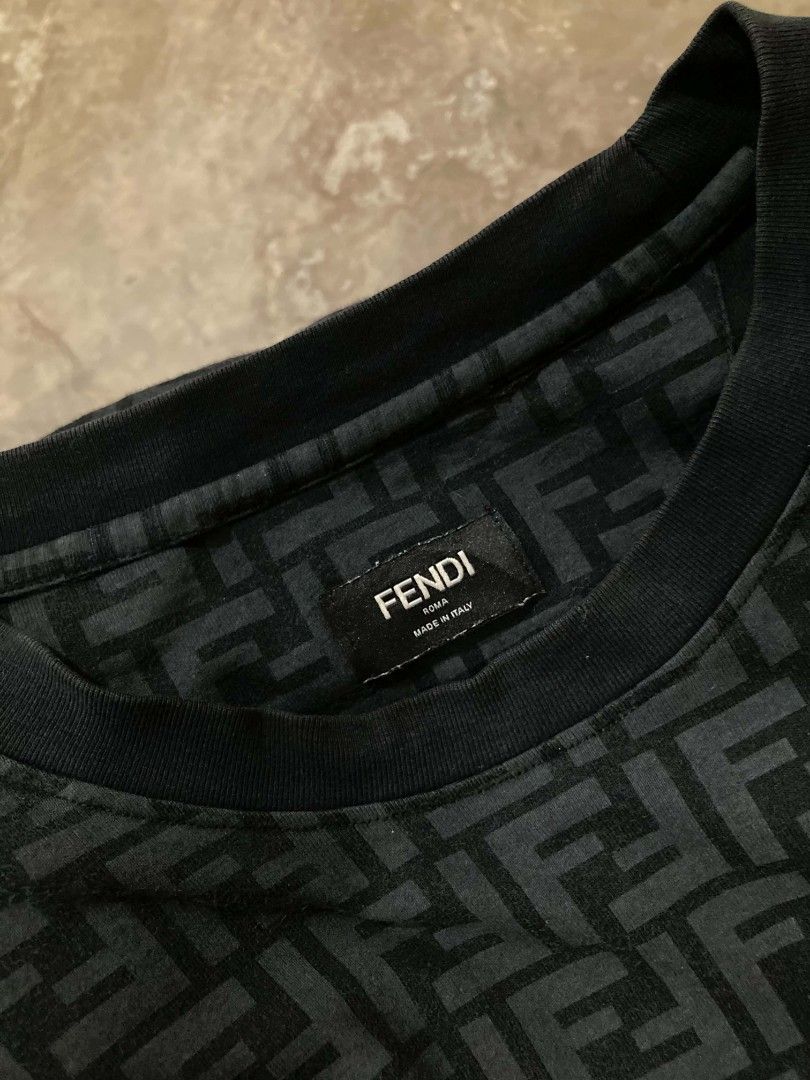 Fendi All-Over FF Monogram Black Tee (Category: Tshirts & Polo Shirts ) located in San Jose del Monte. Submitted by zen31 (Listing ID 1469360058, Image 3). Description: FENDI AOP MONOGRAM TEE LARGE ON TAG 22X28.5 DIMENSION VERY GOOD CONDITION 9/10 COLOR RATE NO ISSUE.
