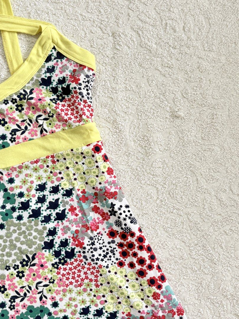 Floral Top with Yellow Straps y2k (Category: Sleeveless) located in Butuan. Submitted by saloreia (Listing ID 1469295751, Image 3). Description: ── ⟡ ˙💌 ̟ 2000s y2k halter top ‧₊˚ ⋅ colorful ditsy florals with a bright yellow trim ‧₊˚ ⋅ ┆ ⤿ brand : X Dye ┆ ⤿ size : M on Tag Bust: 33 cm flat (26 inches full circumference) Waist: 34 cm flat (26.8 inches full circumference) Length: 45 cm (17.7 inches) Fabric: Stretchable Estimated size: XS–S (possi