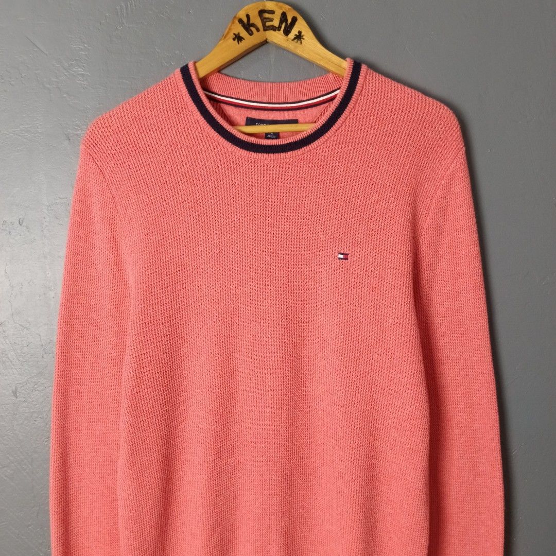 For Men - Tommy Hilfiger (Category: Coats, Jackets and Outerwear) located in Bacolod City. Submitted by drop.ph (Listing ID 1469214533, Image 2). Description: Tommy Hilfiger - Knit Sweater Authentic *Colour: Coral Pink *Size M - 20x27 *Excellent *No Flaws *Price: 1,200php *Add SF if outside Bacolod City .