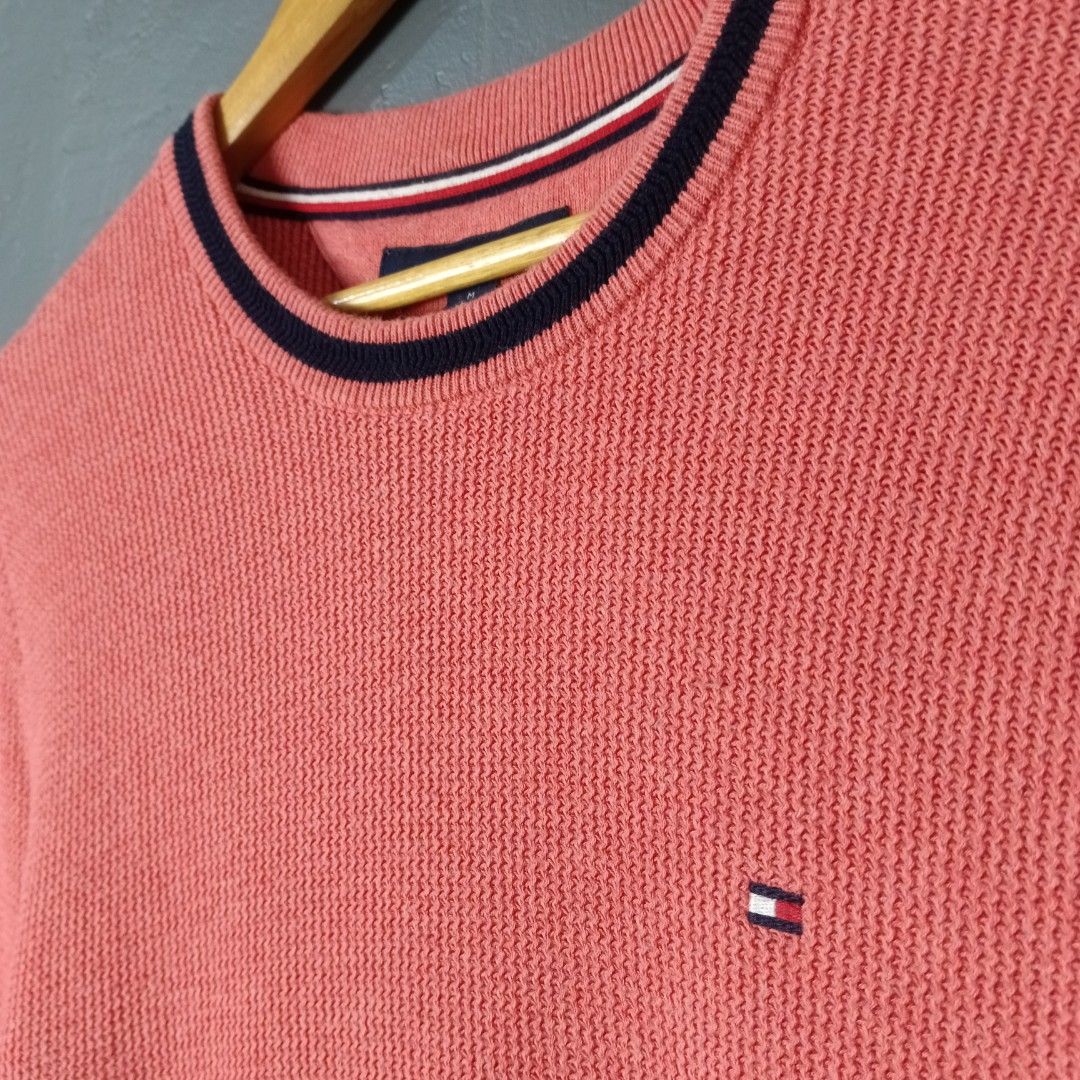 For Men - Tommy Hilfiger (Category: Coats, Jackets and Outerwear) located in Bacolod City. Submitted by drop.ph (Listing ID 1469214533, Image 3). Description: Tommy Hilfiger - Knit Sweater Authentic *Colour: Coral Pink *Size M - 20x27 *Excellent *No Flaws *Price: 1,200php *Add SF if outside Bacolod City .