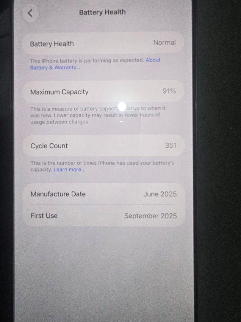For Sale iPhone 16 Pro Max 256gb (Category: iPhone 16 Series) located in Manila. Submitted by goldenhorse_112874 (Listing ID 1469201394, Image 1). Description: for sale only iphone 16 pro max 256GB Desert Titanium facttory unlock 91% batt health 351 cycle count no issue no repair no dents or scratches 999% smooth (unit only) (unit only) read 1st 42k.