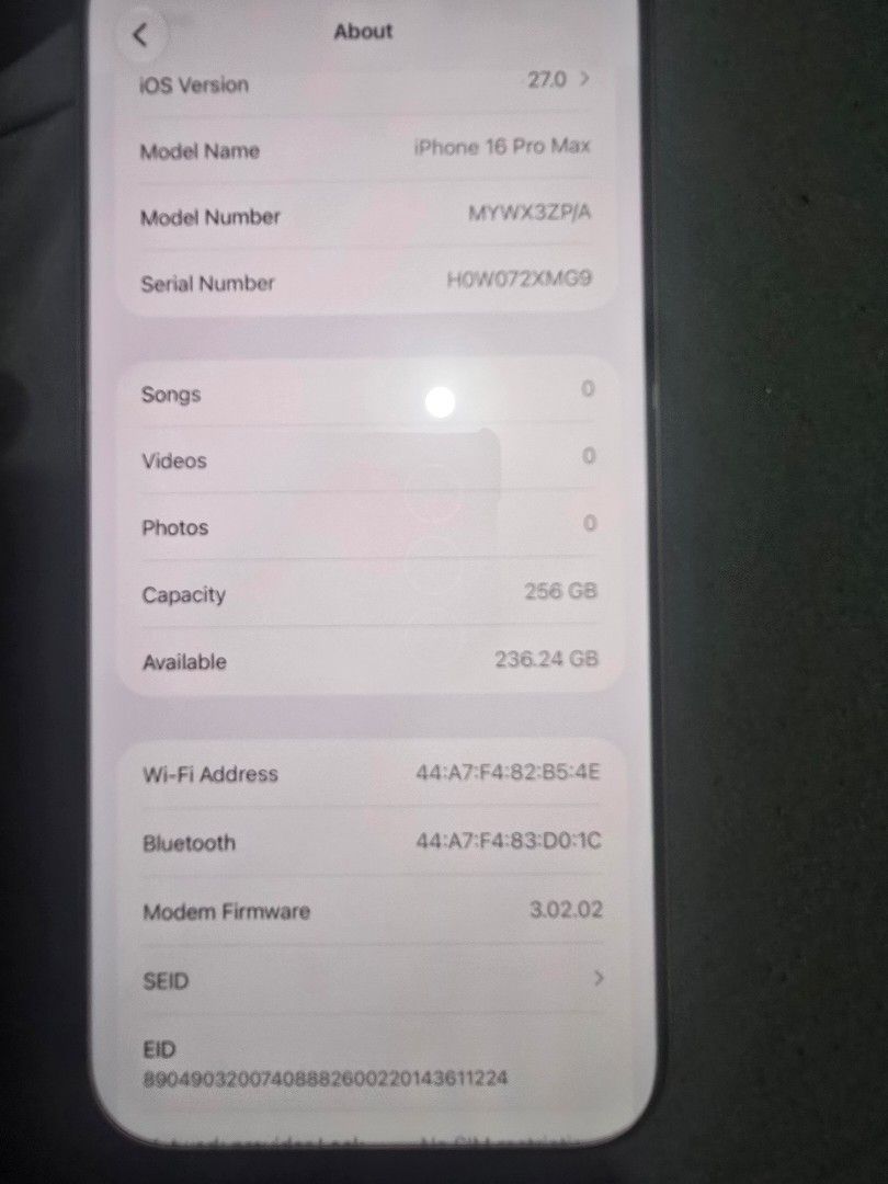 For Sale iPhone 16 Pro Max 256gb (Category: iPhone 16 Series) located in Manila. Submitted by goldenhorse_112874 (Listing ID 1469201394, Image 3). Description: for sale only iphone 16 pro max 256GB Desert Titanium facttory unlock 91% batt health 351 cycle count no issue no repair no dents or scratches 999% smooth (unit only) (unit only) read 1st 42k.