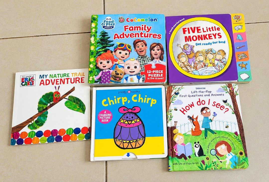 For Take All : Interactive Boardbooks (Category: Children's Books) located in Pateros City. Submitted by sktreasures (Listing ID 1469198613, Image 1). Description: 2 brandnew : jigsaw puzzle with book, touch and feel with lift the flap, euc - pull the tab, color changing eric carle all character activity and story book. usborne lift the flap about the 5 senses. educational for kids All for 1,000.00 only!.