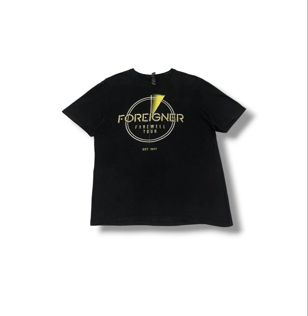 Foreigner Farewell Tour Shirt (Category: Tshirts & Polo Shirts ) located in Bulacan. Submitted by sanjisthrift (Listing ID 1469306859, Image 1). Description: Size Large Width 21.5 Length 28 Very Good Condition 9/10 Slightly fade Minor hairline.