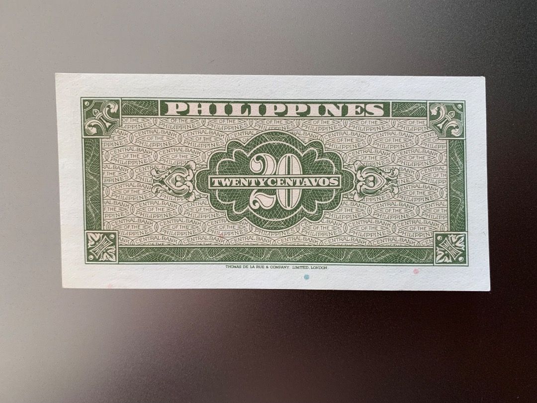 Fractional banknotes - 20 centavos (Garcia-Cuaderno) (Category: Currency) located in Indang. Submitted by vykolektor (Listing ID 1469199534, Image 2). Description: Fractional banknotes 20 centavos Garcia-Cuaderno UNC.