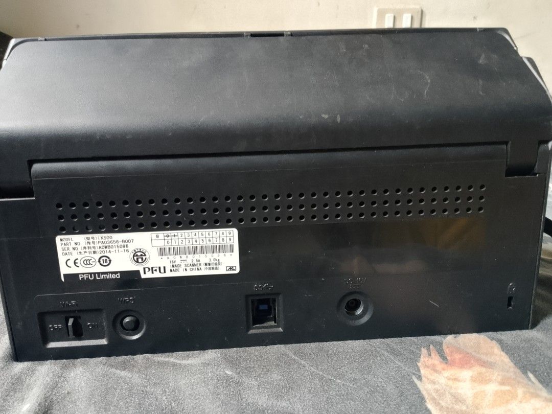 Fujitsu ScanSnap iX500 Wireless Document Scanner (Pre-loved, Complete) (Category: Printers, Scanners & Copiers) located in Manila. Submitted by mari_123.123 (Listing ID 1469206705, Image 3). Description: Description: Selling a pre-loved, heavy-duty Fujitsu ScanSnap iX500 Document Scanner. This is a professional-grade desktop scanner, perfect for offices, businesses, or home use to digitize documents, receipts, and photos quickly. Please note: Thi