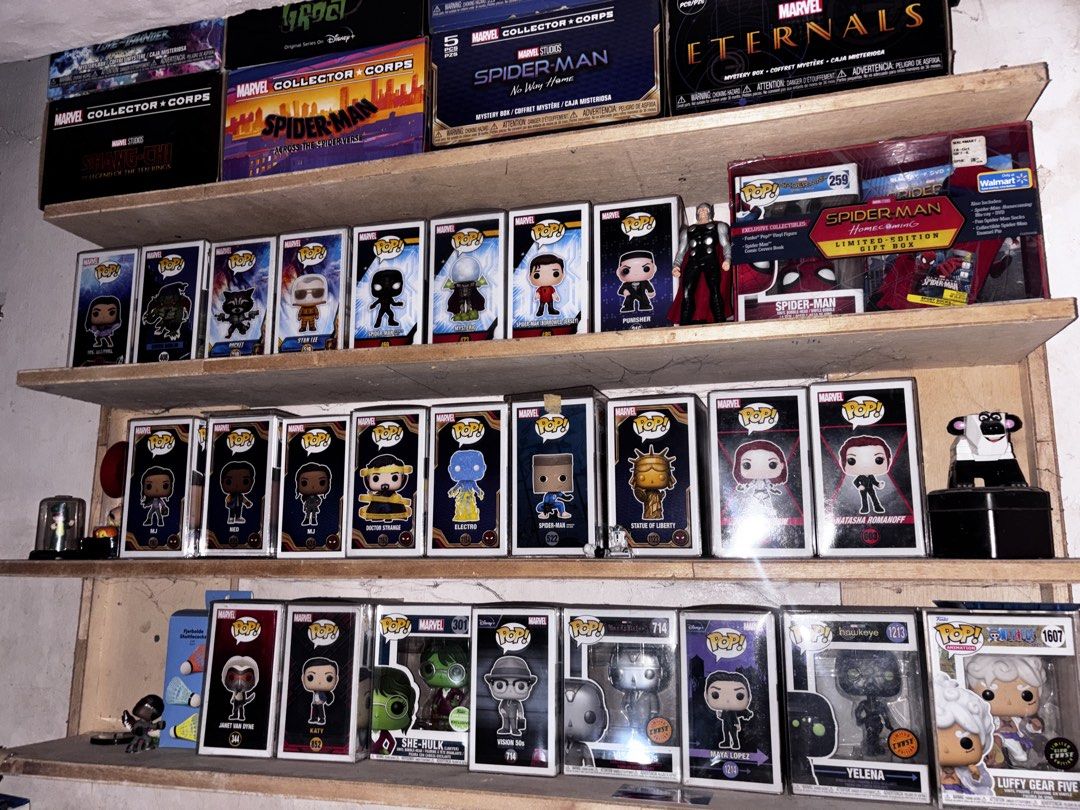 Funko Pop Marvel Spider-Man Avengers Collector Corps (Category: Figurines & Statues) located in Pasay City. Submitted by Jeyziii (Listing ID 1469300035, Image 1). Description: ALL ITEMS ARE NEVER OUT OF BOX CONDITION RANGE: 9 - 9.5/10 ALL WITH PROTECTOR MS MARVEL - 350 GREEN GOBLIN - 500 ROCKET - 400 STAN LEE - 400 SPIDERMAN 469 - 400 MYSTERIO - 350 SPIDERMAN 485 - 600 PUNISHER - 350 SPIDERMAN HOMECOMING SET (WALMART EXCLUSIVE) - 6,000 MJ 1161 - 
